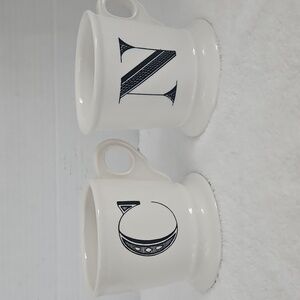 Anthropologie White Black Monogrammed " C" and "N" Coffee Tea Mug